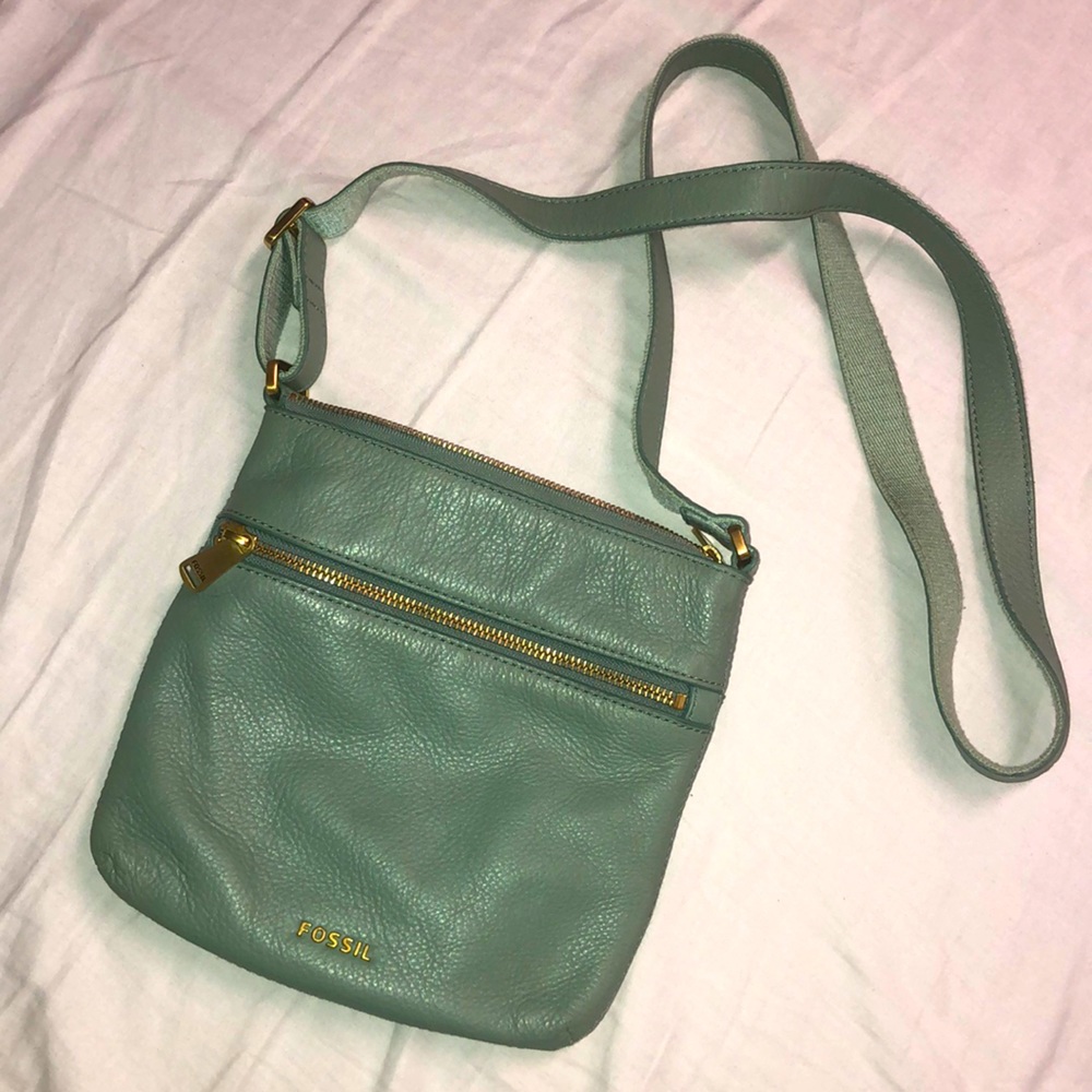 Teal Fossil crossbody purse